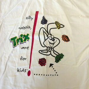 Trix Silly Rabbit Trix are For Kids Mens L TShirt White Cotton NWOT